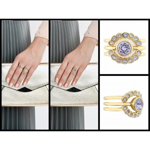 💕TED BAKER💕 Crystal Stacking Ring Light Blue - Picture 2 of 8